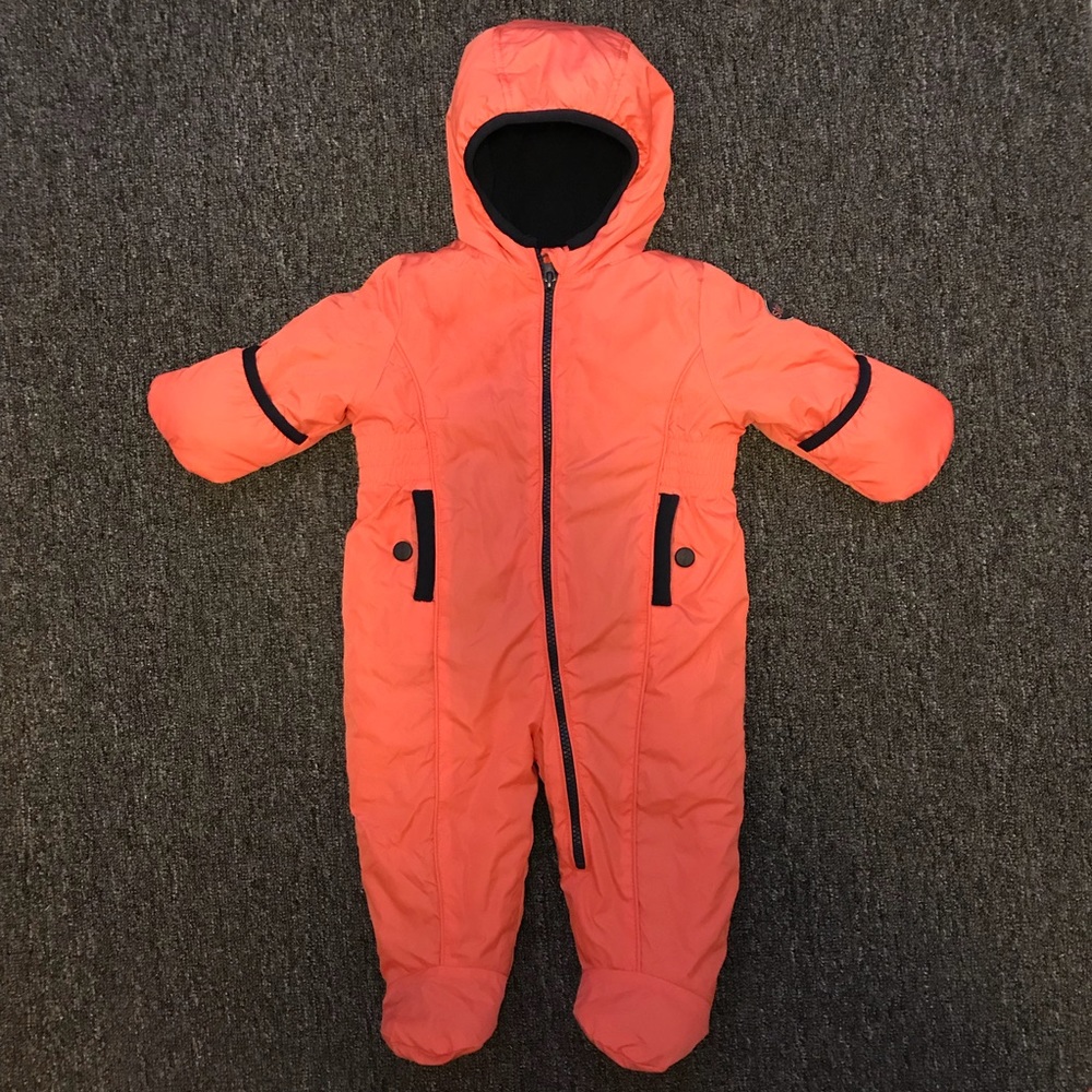 Baby girls coral colored snowsuit